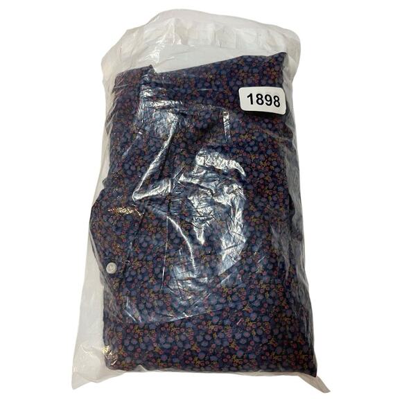 J Crew Top Mens Large Blue Slim Ditsy Floral Button Down Long Sleeve Preppy - Picture 14 of 14